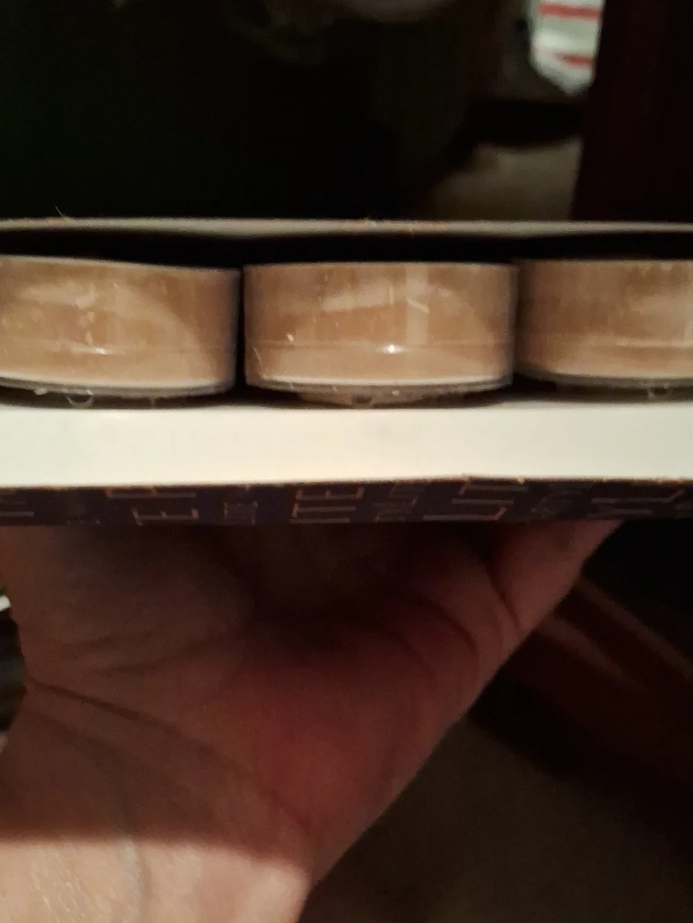 PartyLite Brown Kraft Tealight Candle Box with Navy Accent 12 Count - Picture 2 of 3